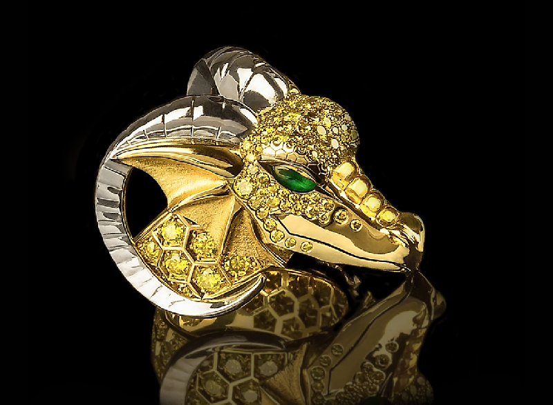 Золотое кольцо "Бриллиантовая Дракониха"